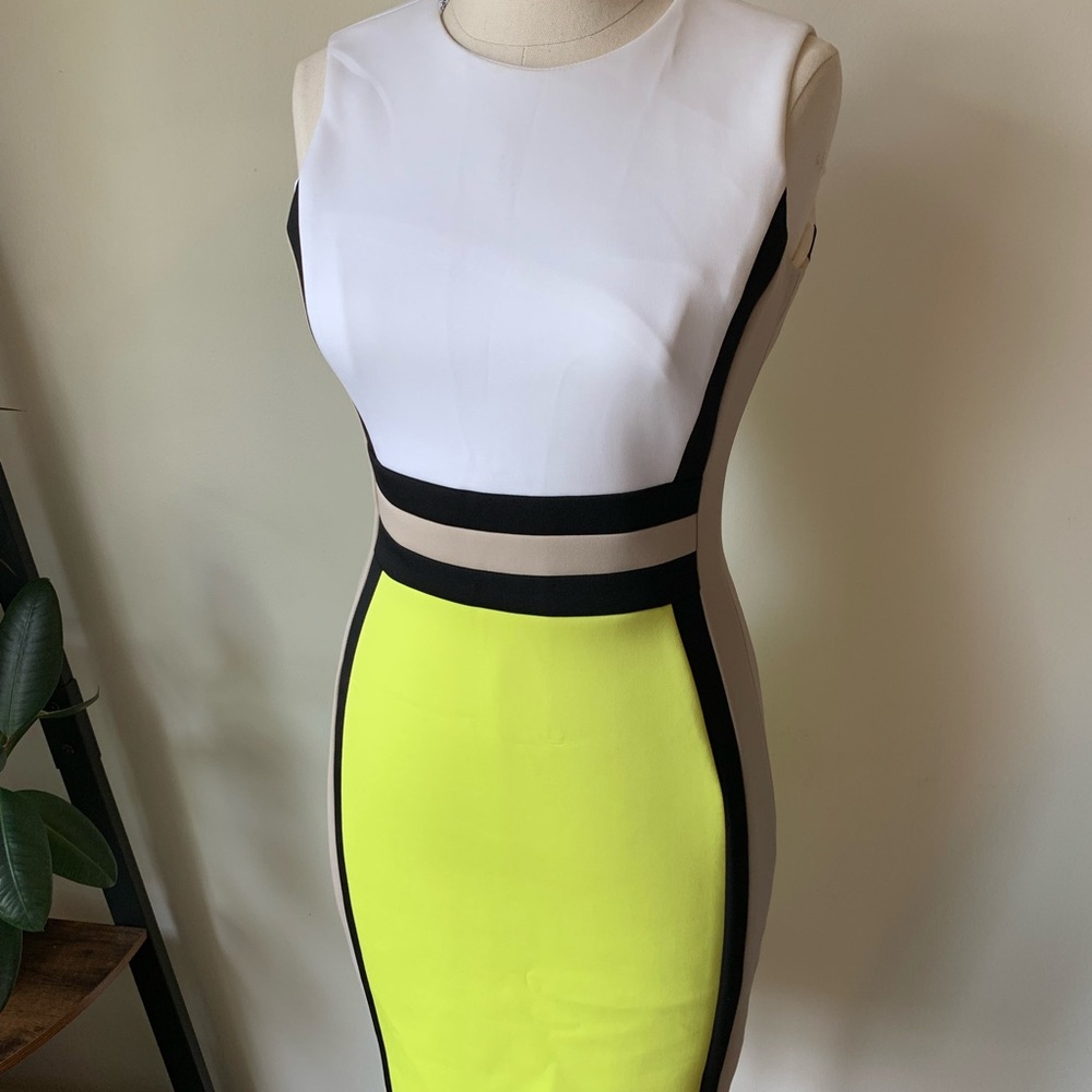 Stylish White and Yellow Colorblock Dress